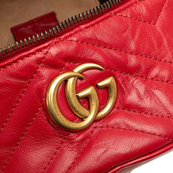 GUCCI Authentic Red Leather GG Marmont Backpack - Picture 5 of 10